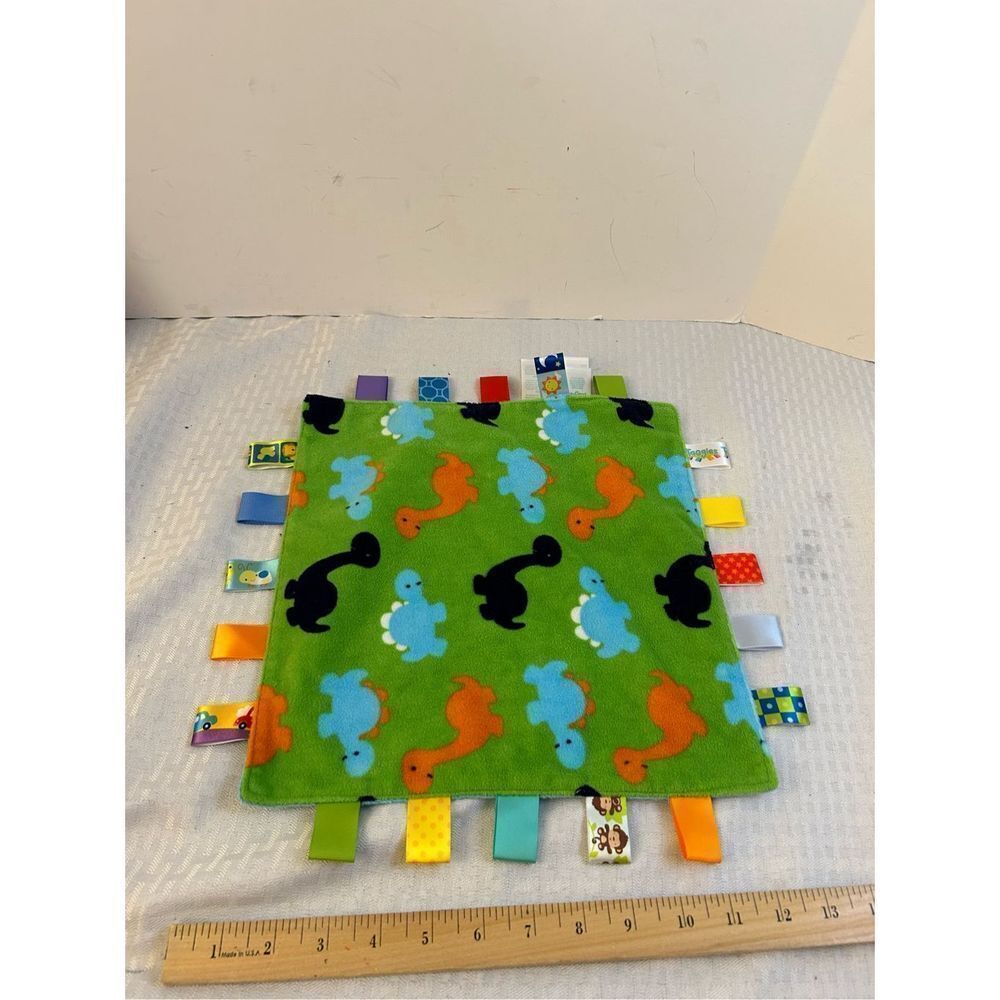 Taggies baby infant blanket‎ crib toy blue dinosaurs 12x12